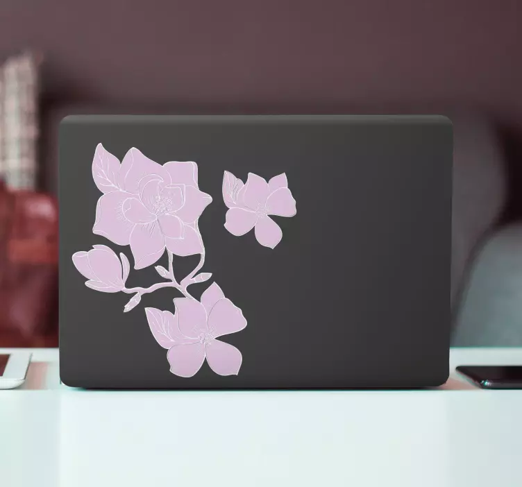 Floral Motif Accent Laptop sticker - TenStickers