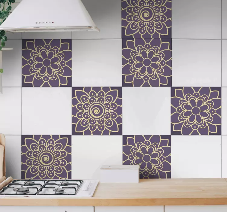Floral paisley corner  tile sticker - TenStickers