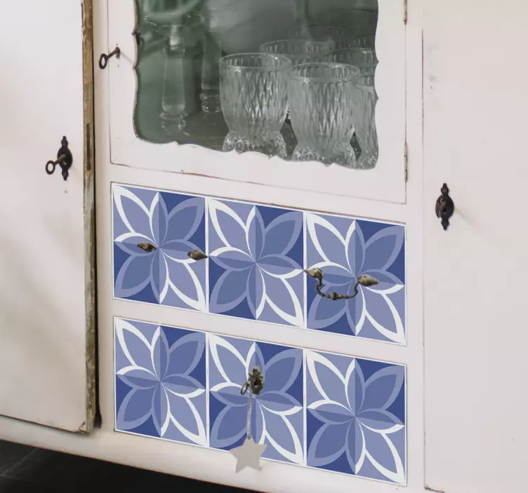 Flower Pattern Motif geometric wall sticker - TenStickers