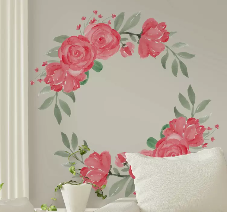 Flower wall sticker botanical round arrangement - TenStickers