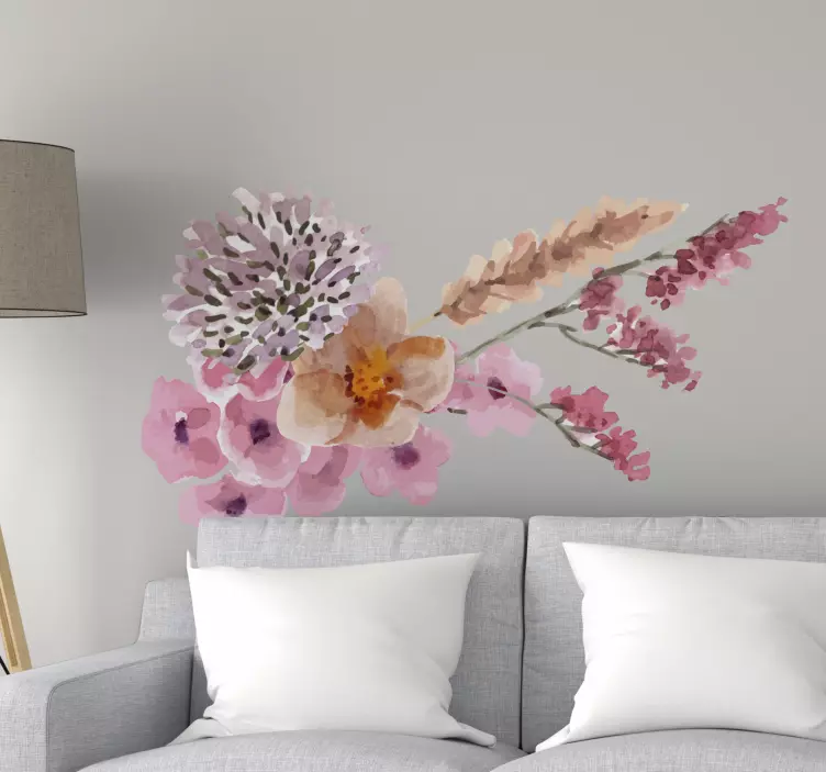 Flower wall sticker floral composition design - TenStickers