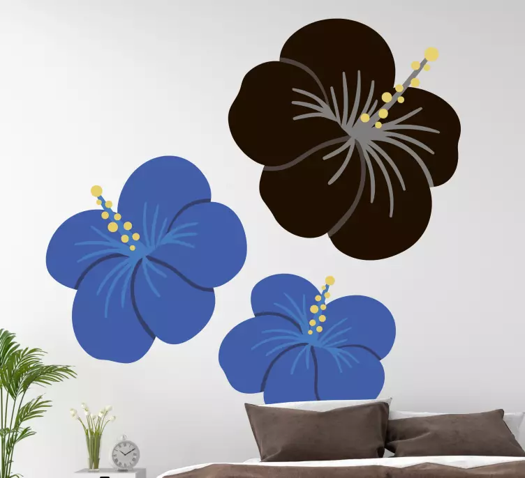 Flower wall sticker hibiscus floral design - TenStickers