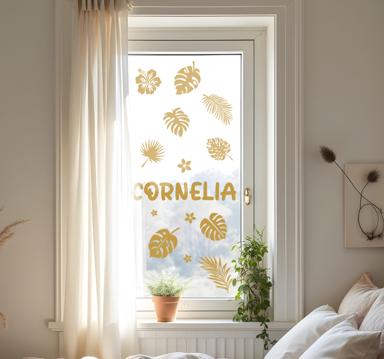Flowers and tropical plants window sticker - TenStickers