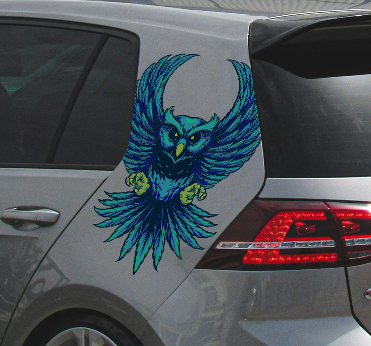 Flying blue owl car sticker - TenStickers