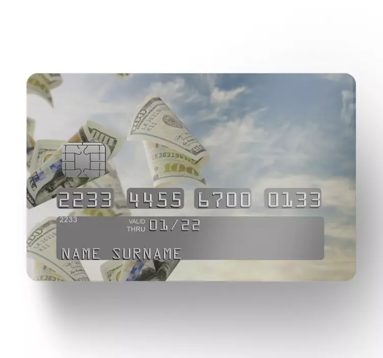 Flying one hundred dollars credit card sticker - TenStickers