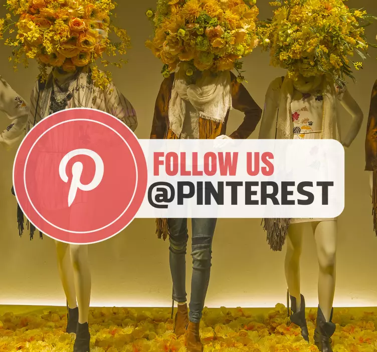 Follow us text Pinterest window sticker - TenStickers