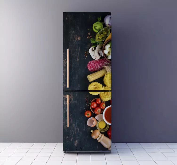 Food on Wood fridge sticker - TenStickers