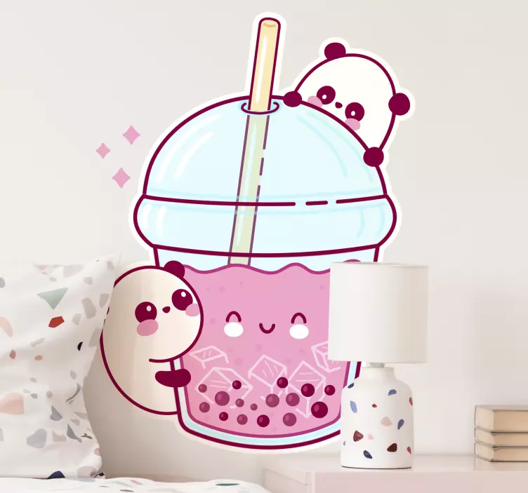 Food sticker cute panda drink - TenStickers