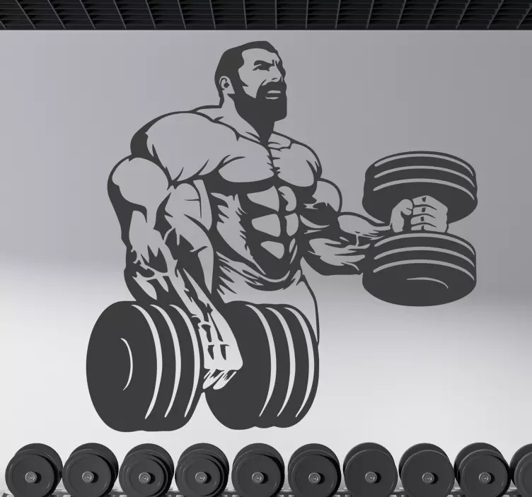 Football sticker muscular weightlifting figure - TenStickers
