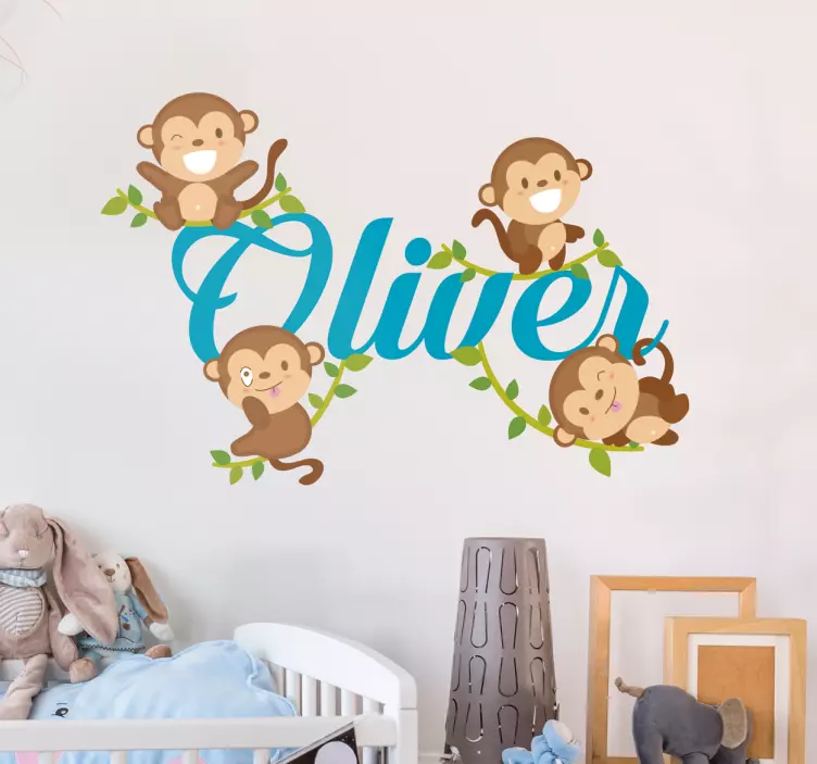 Four funny monkeys wall stickers for children - TenStickers