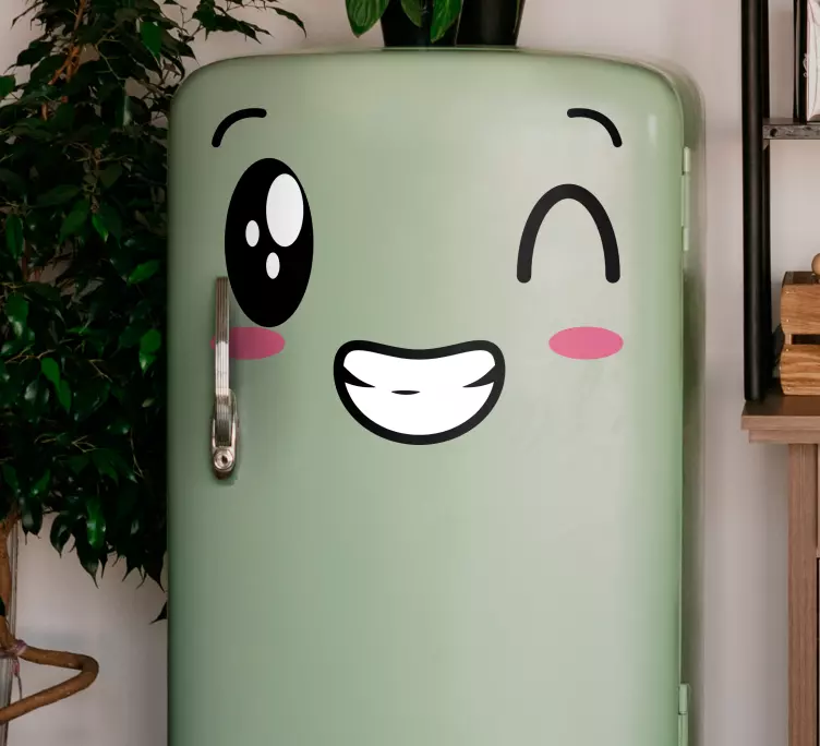 Funny eyes and teeth fridge sticker - TenStickers