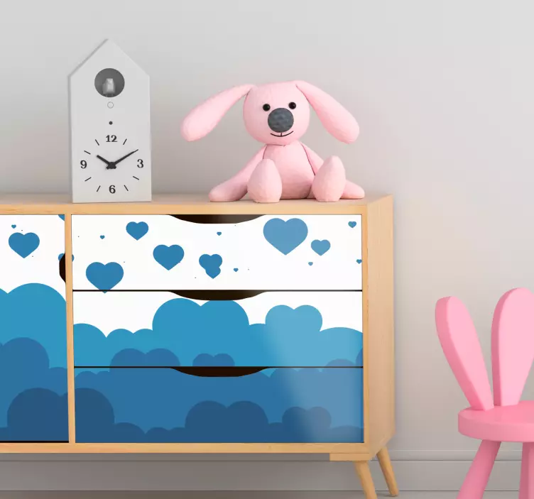 Furniture sticker blue heart clouds - TenStickers