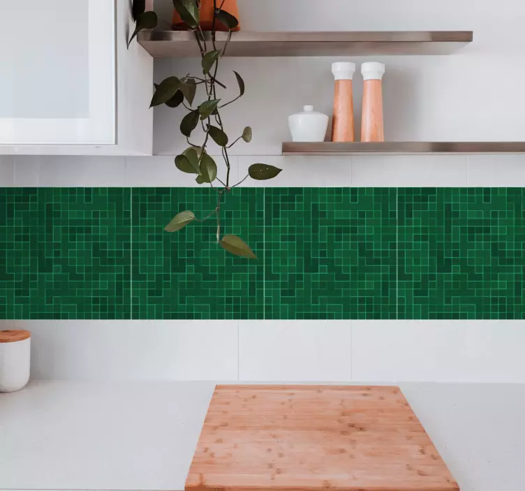 Geometric green motif tile sticker - TenStickers