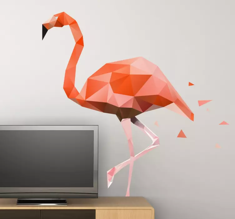 Geometric Pink Flamingo Wall Sticker - TenStickers