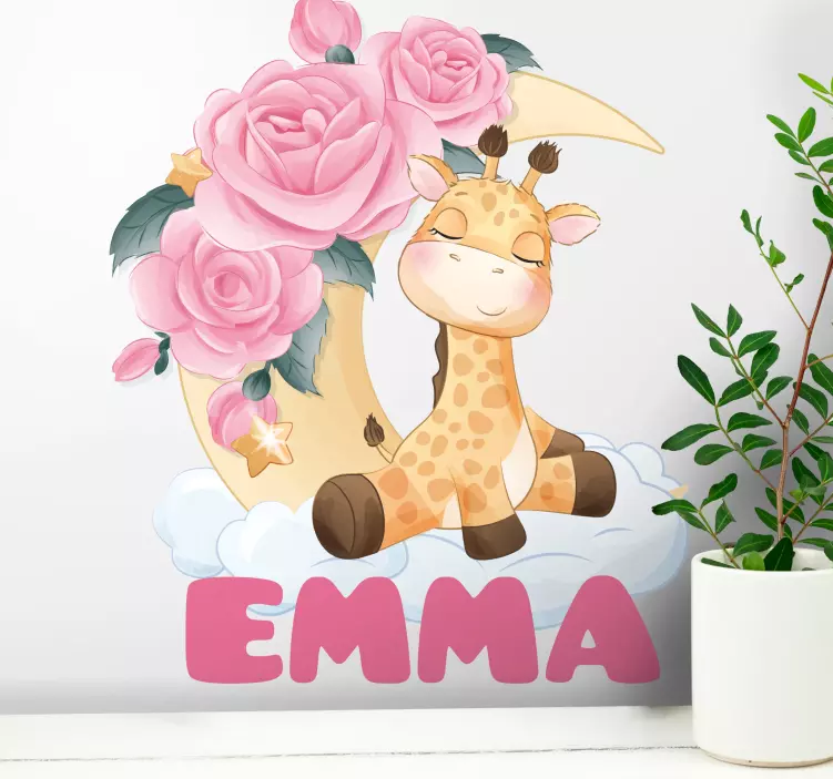 Giraffe with Flowers wall stickers for kid - TenStickers