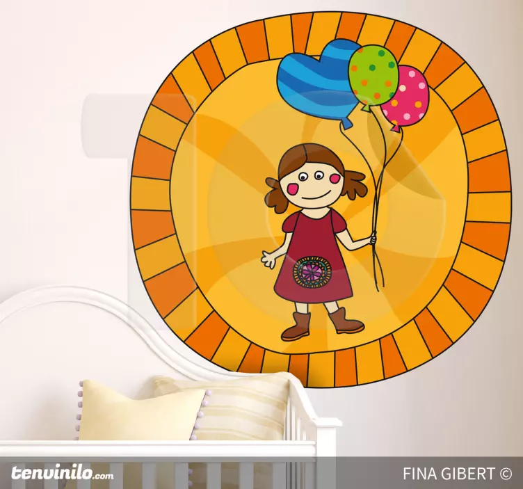 Girl with balloons wall stickers for kid - TenStickers