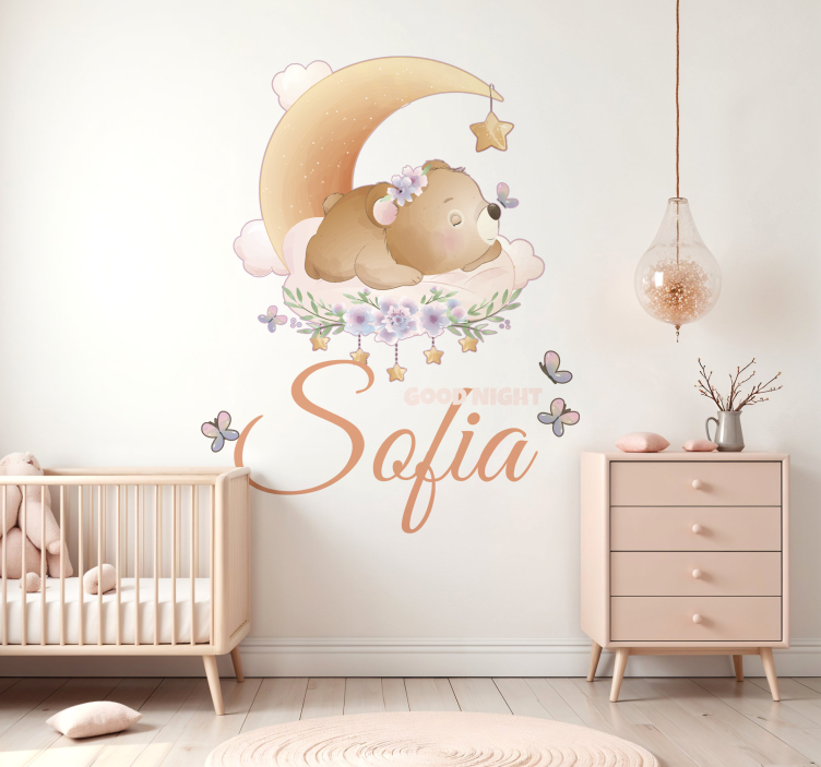 Goodnight Bear Scene wall stickers for kid - TenStickers
