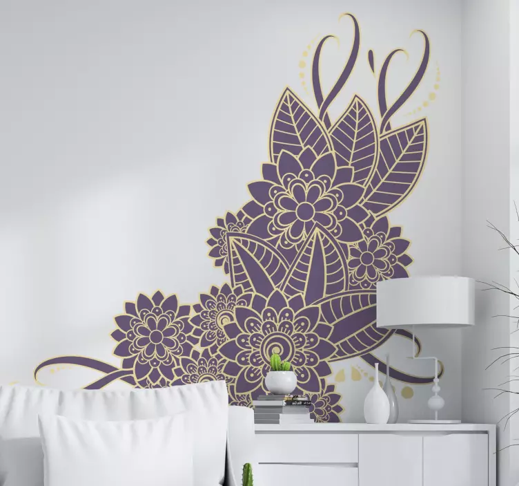 Graceful Bloom Composition floral wall sticker - TenStickers