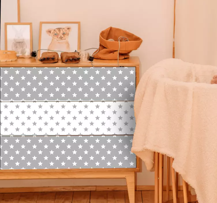 Gray and white stars pattern furniture sticker - TenStickers