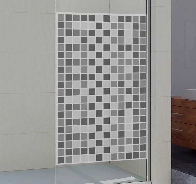 Gray squares scale shower screen sticker - TenStickers
