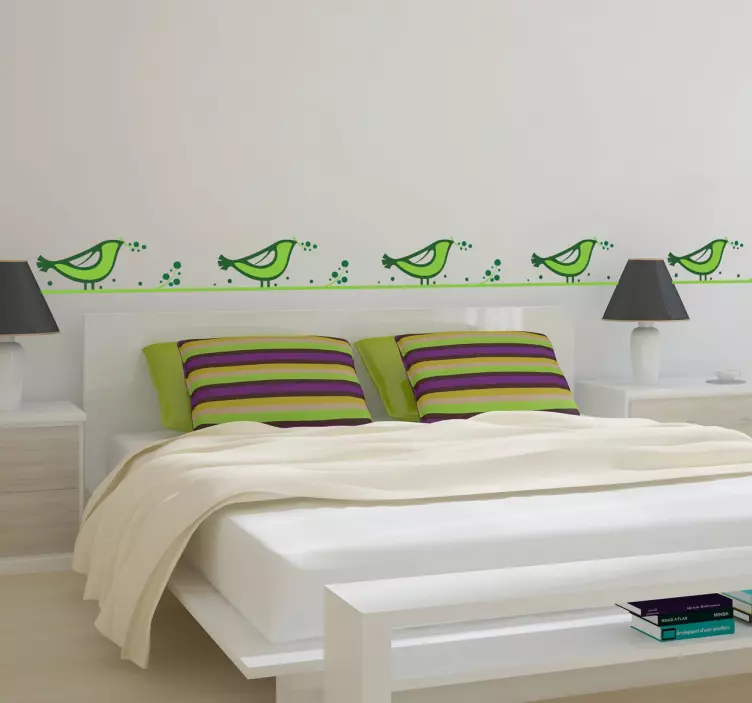 Green Birds Wall Borders Stickers - TenStickers