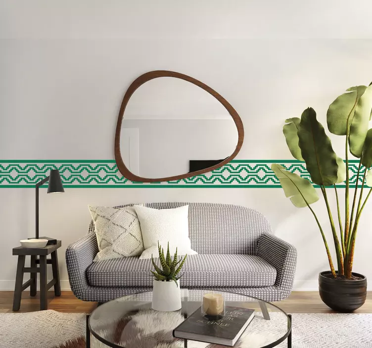 Green geometric form living room wall sticker - TenStickers