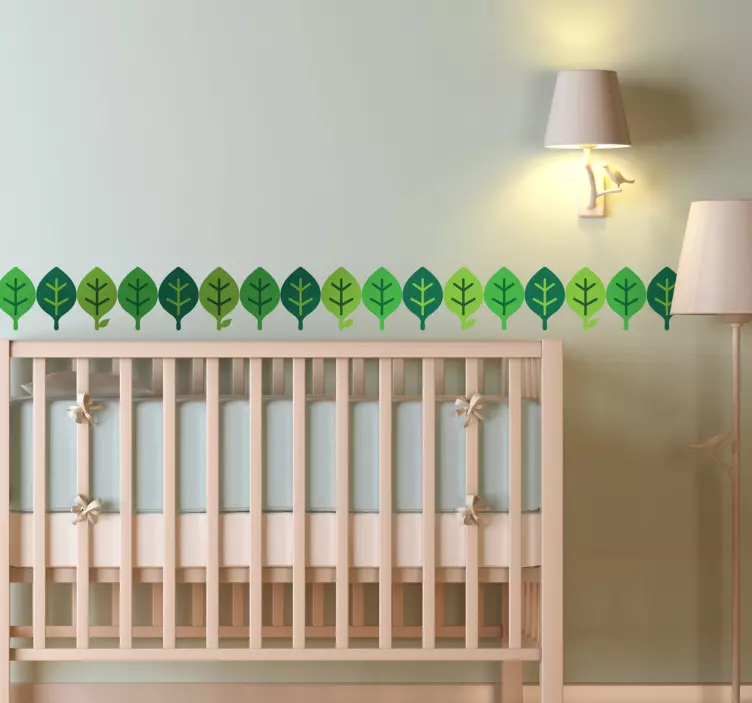 Green Leaves Wall Borders Teal Sticker - TenStickers