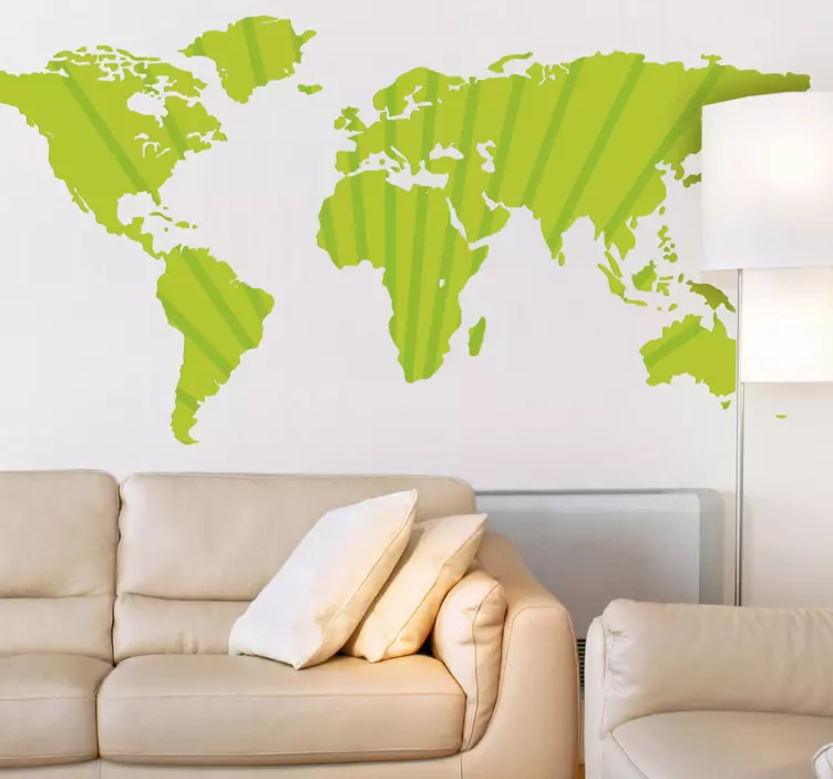 Green World Map Sticker - TenStickers