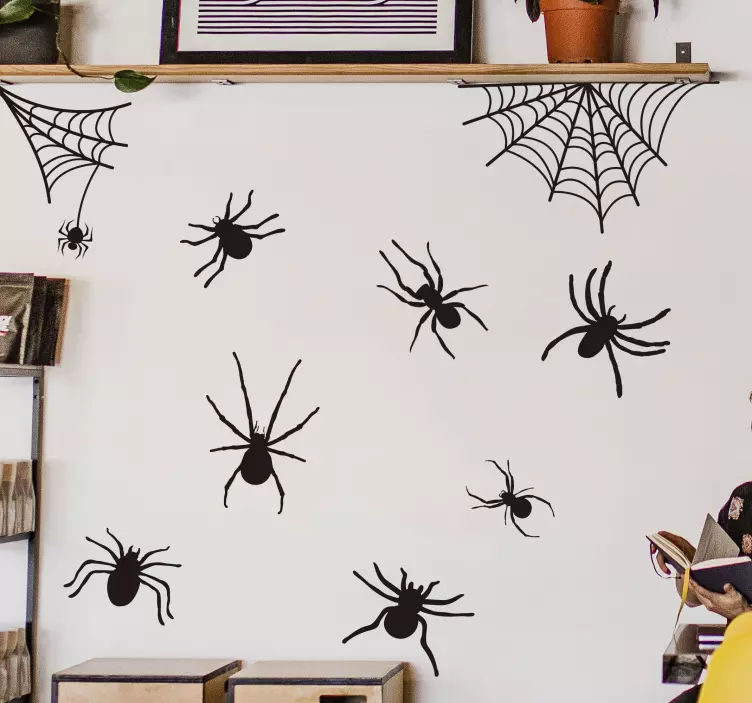 Halloween spider and cobweb halloween sticker - TenStickers