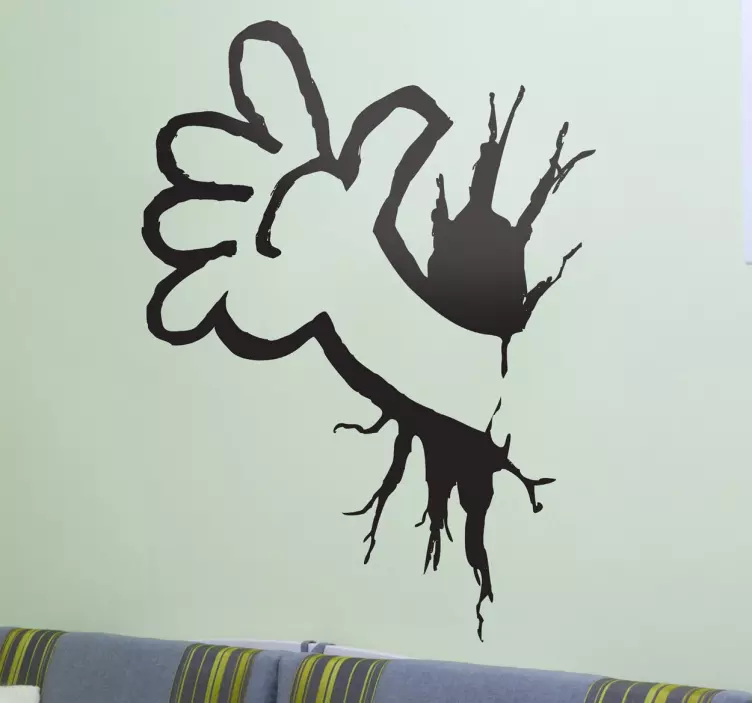 Hand Through Wall Sticker - TenStickers