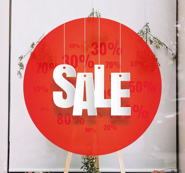 Hanging sale percentages window sticker - TenStickers