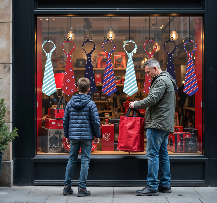 hanging ties shop window sticker - TenStickers