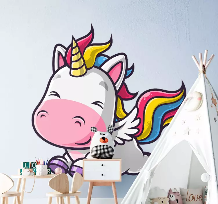 Happy Flying Unicorn wall stickers for kid - TenStickers