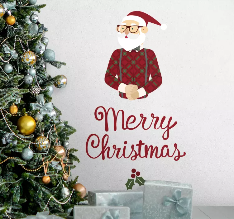 Happy hipster christmas sticker - TenStickers