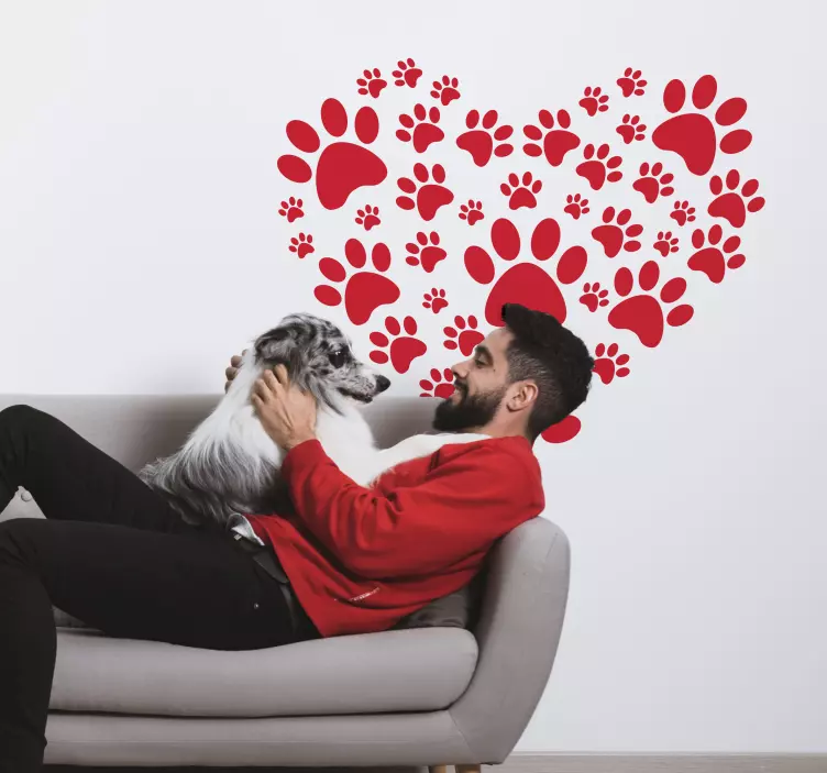 Heart Paw Prints pet wall art - TenStickers
