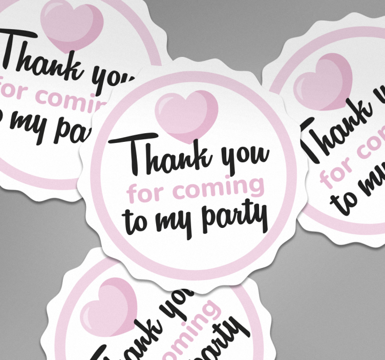 Heart "thank you for coming to my party" wall sticker - TenStickers