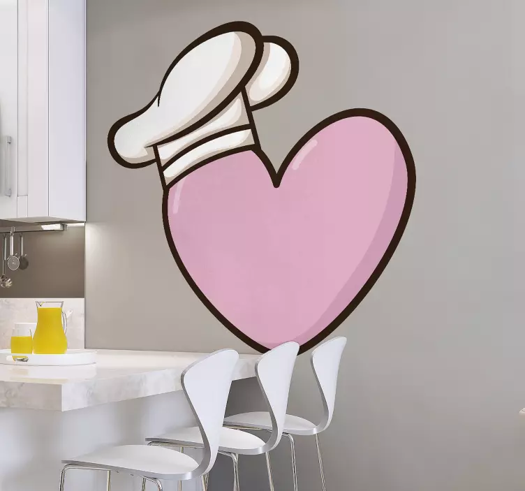 Heart with Chef Hat cuisine wall sticker - TenStickers