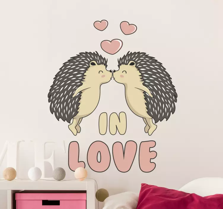Hedgehogs Kissing Love pet wall art - TenStickers