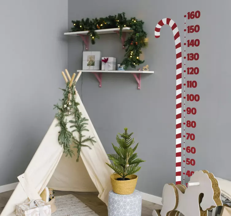 Height chart wall sticker candy cane growth chart - TenStickers