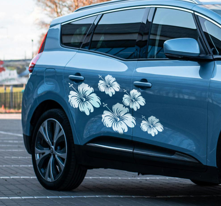 Hibiscus flowers car sticker - TenStickers