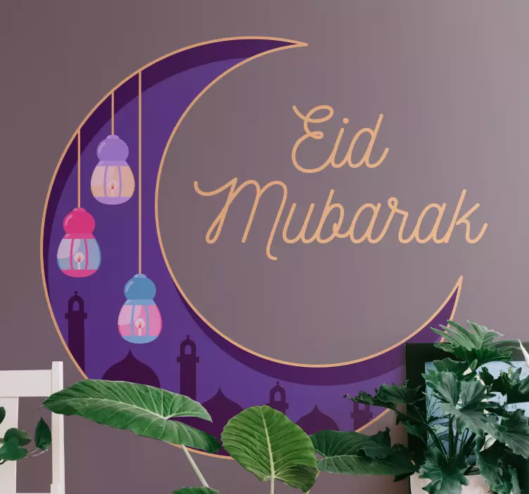 Holiday sticker crescent moon lanterns - TenStickers