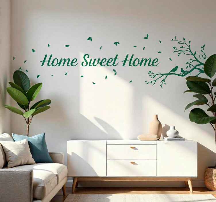 Home sweet home with leaves wall sticker - TenStickers