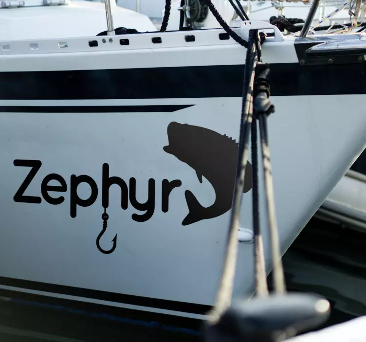 Hook and fish custom boat sticker - TenStickers