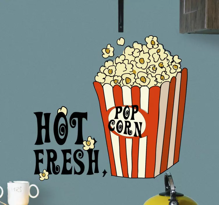 Hot, Fresh, ,Popcorn food decal - TenStickers