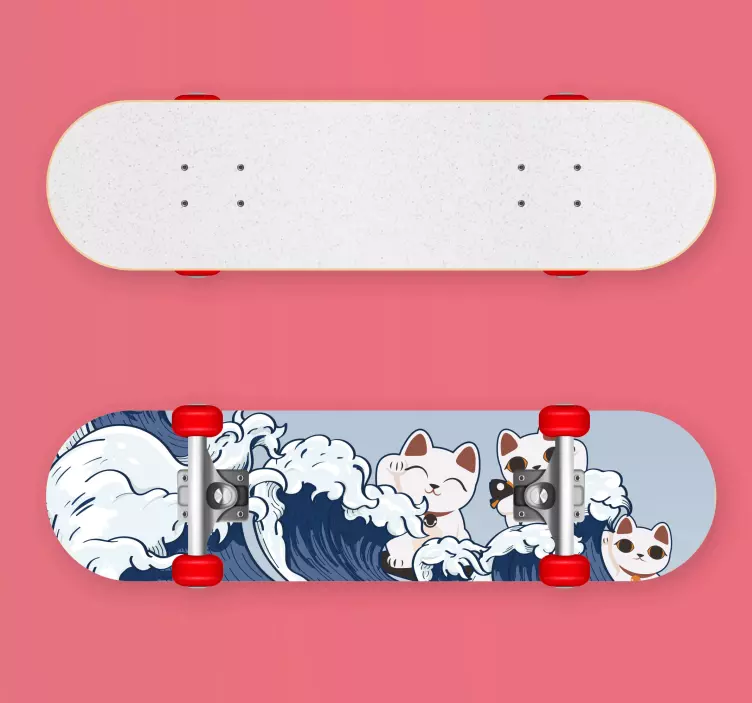 Huge japaneese wave with cat urban sticker - TenStickers