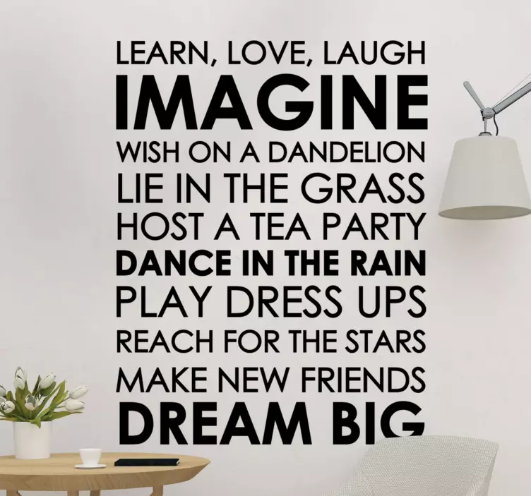 Imagine dream big dance rain quote sticker - TenStickers