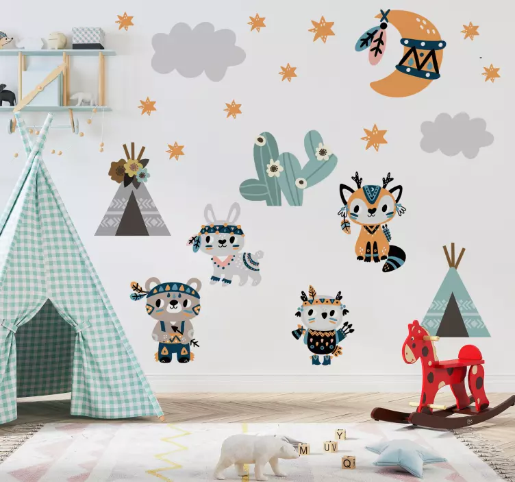 Indian style animals illustration sticker - TenStickers