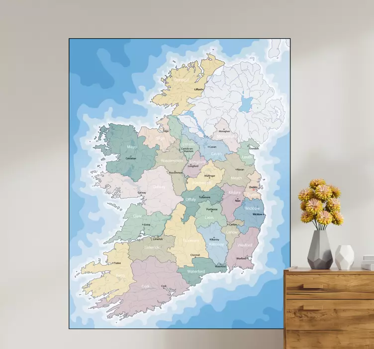Ireland Political Map Wall Sticker - TenStickers