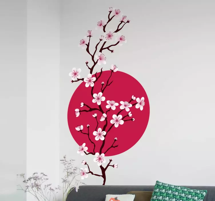 Japanese Cherry Branch Sticker - TenStickers