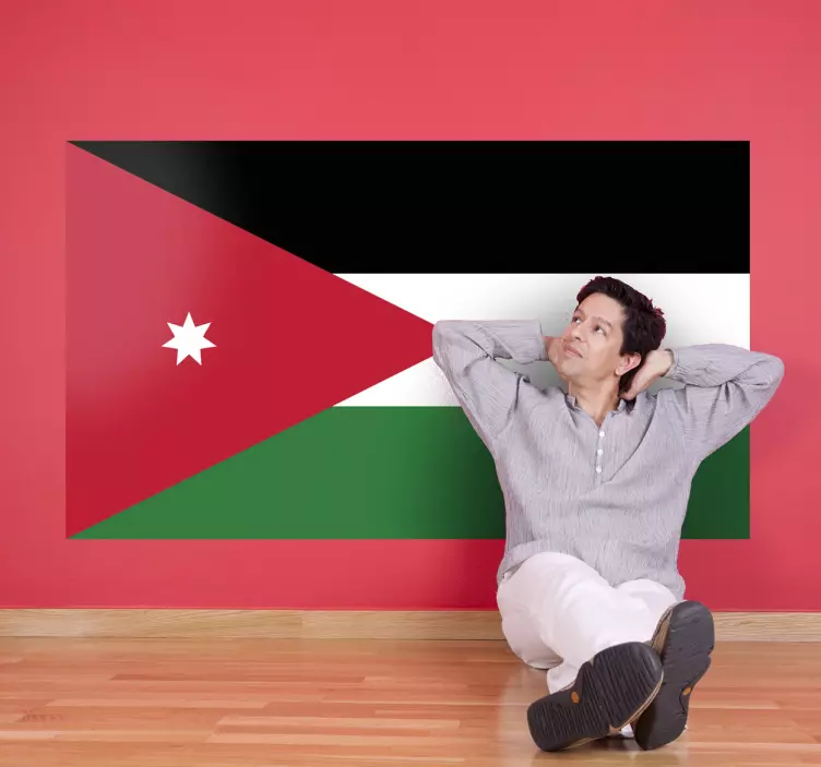 Jordanian National Banner flag sticker - TenStickers